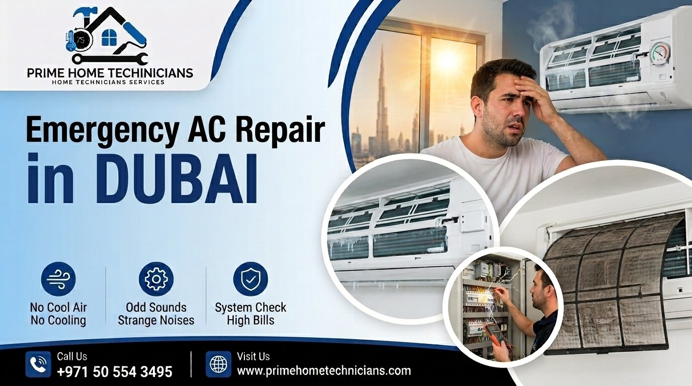Emergency AC repair services in Dubai by Prime Home Technicians.