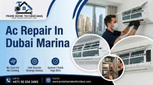 Professional AC repair services in Dubai Marina by Prime Home Technicians.
