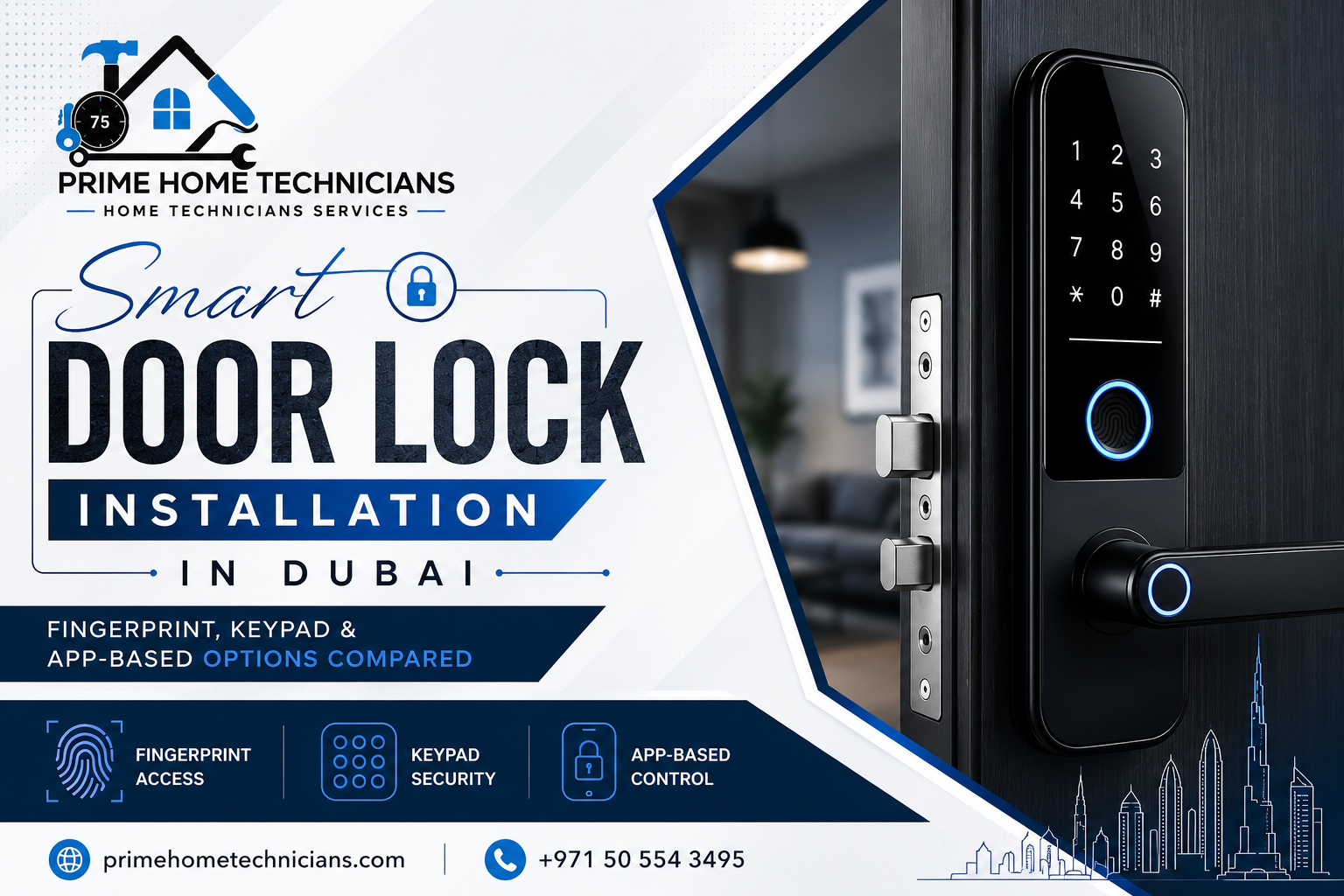 Smart door lock installation in Dubai