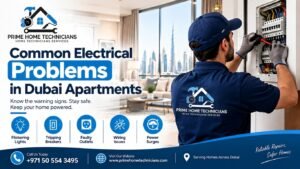 Electrical repair services in Dubai apartments by Prime Home Technicians.