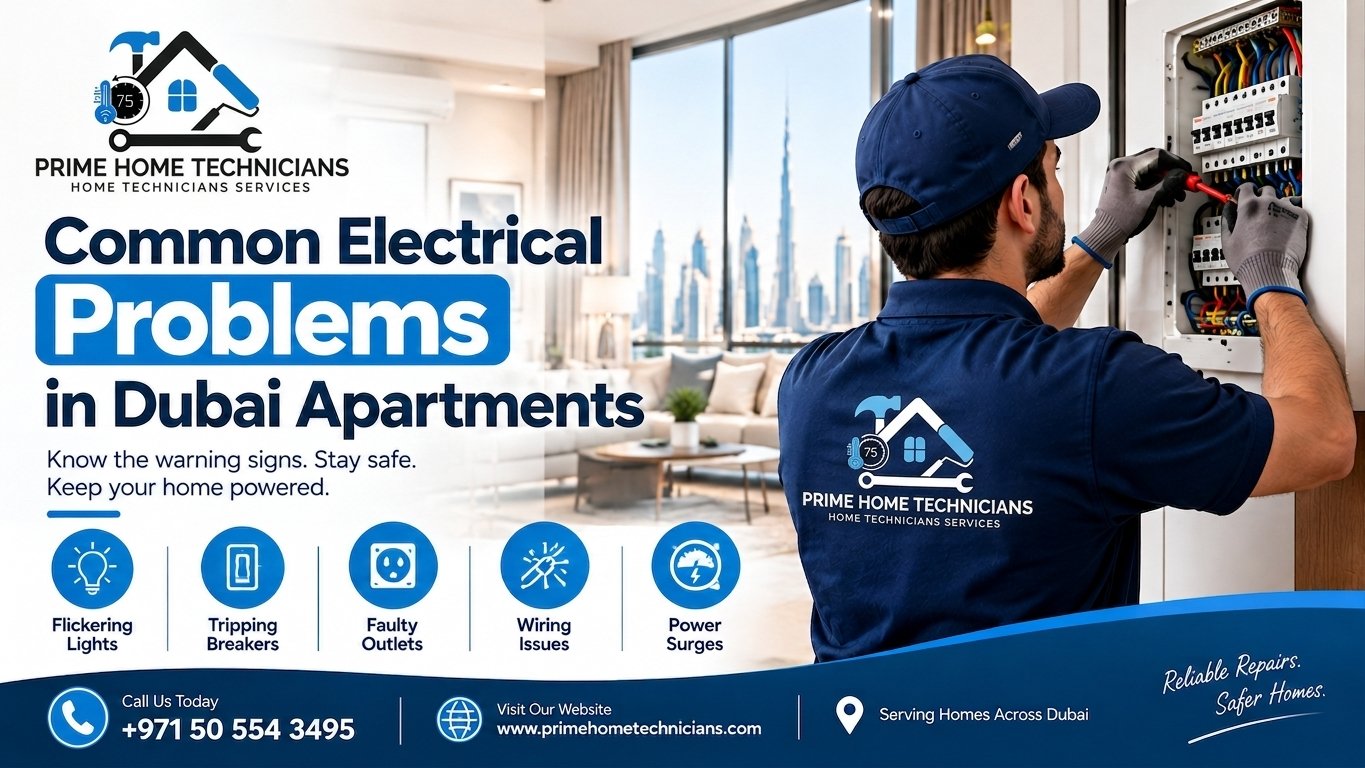 Electrical repair services in Dubai apartments by Prime Home Technicians.